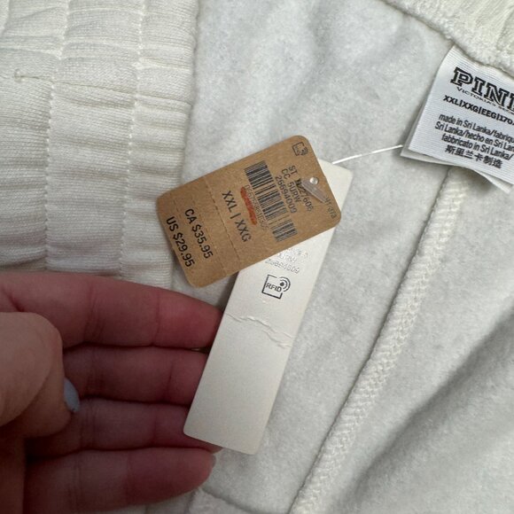 Victoria's Secret PINK Fleece Sweat Shorts New With Tags Size XXL Cream White - Picture 6 of 7